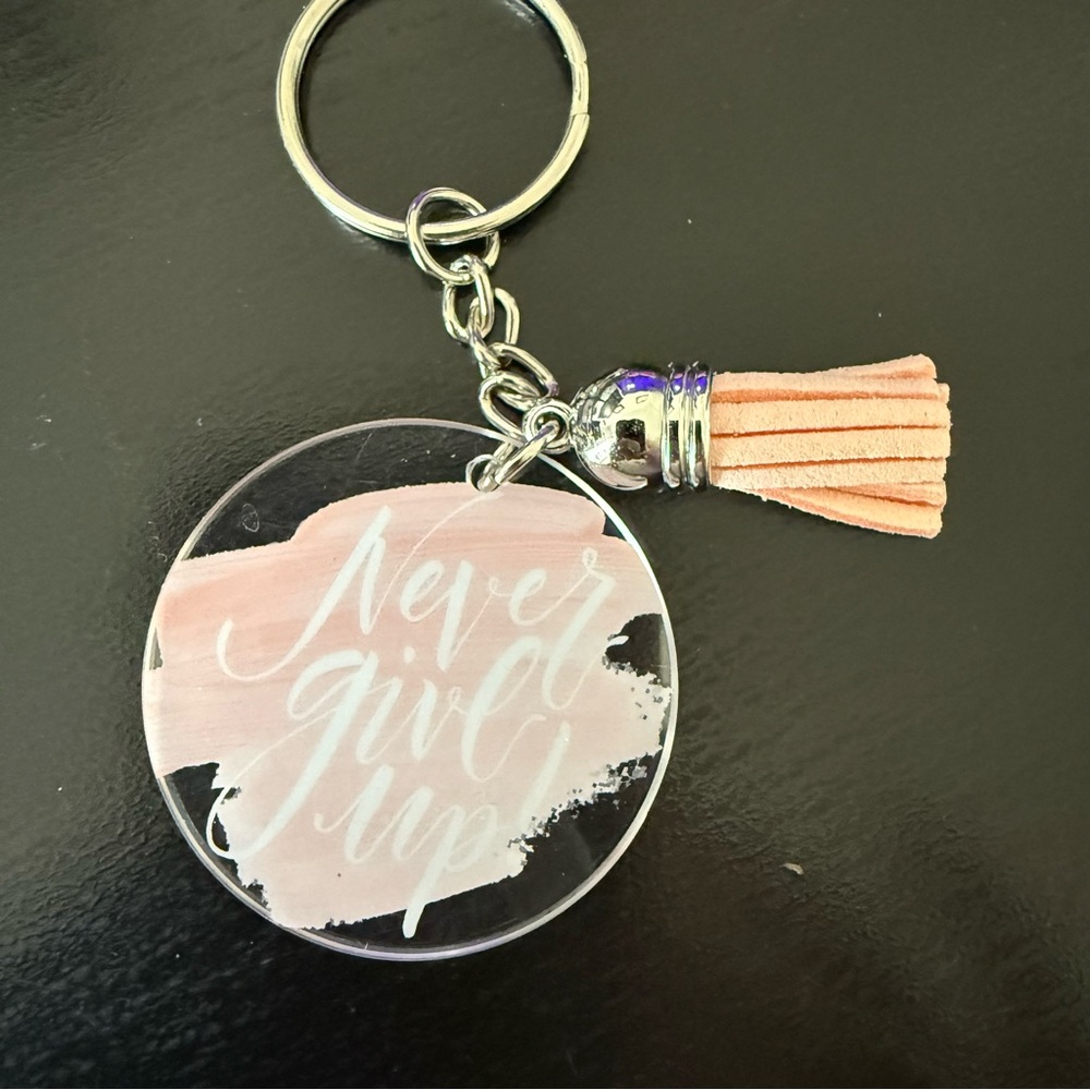 Coral Inspirational Keychain with Tassel